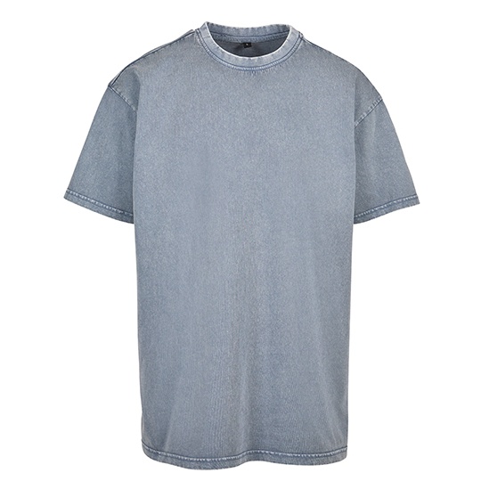 T-shirt Oversize Bawelniany Acid Wash BY189 - Vintage Blue