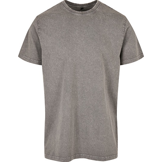 T-shirt Meski Klasyczny Bawelniany Acid Wash BY190 - Asphalt