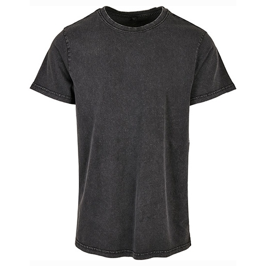 T-shirt Meski Klasyczny Bawelniany Acid Wash BY190 - Black