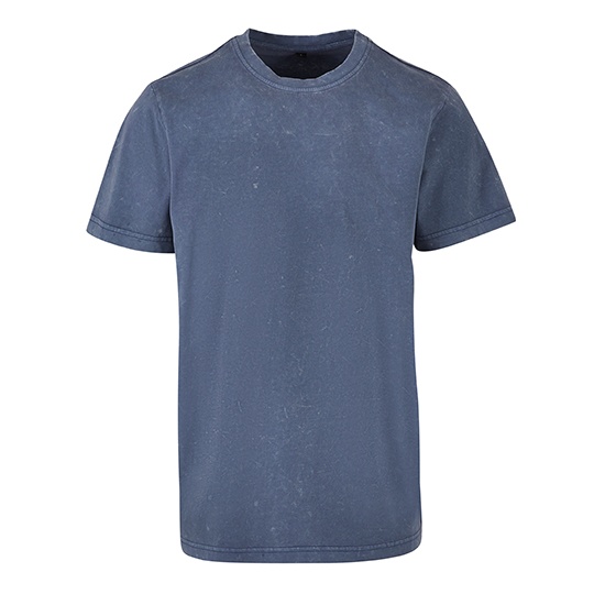 T-shirt Meski Klasyczny Bawelniany Acid Wash BY190 - Vintage Blue