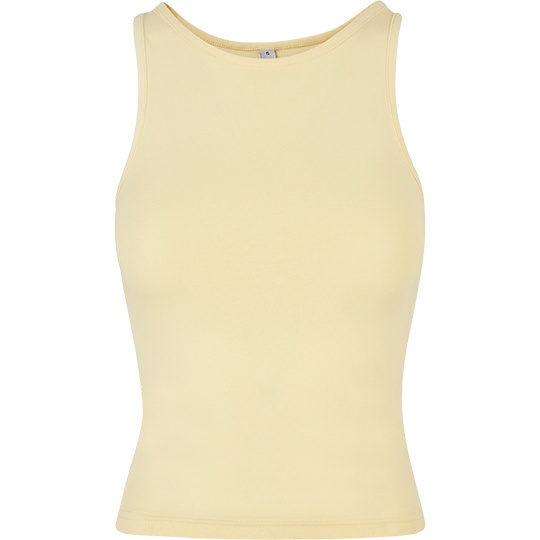 Damski Top Krotki Slim Fit Racerback Bawelna Elastan BY208 - Soft Yellow