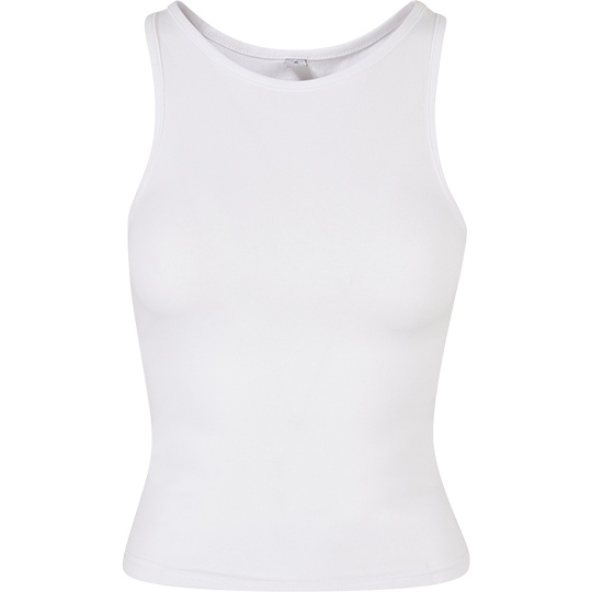 Damski Top Krotki Slim Fit Racerback Bawelna Elastan BY208 - White