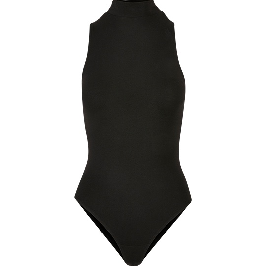 Body damskie bez rękawów z golfem slim - BY235 - Black