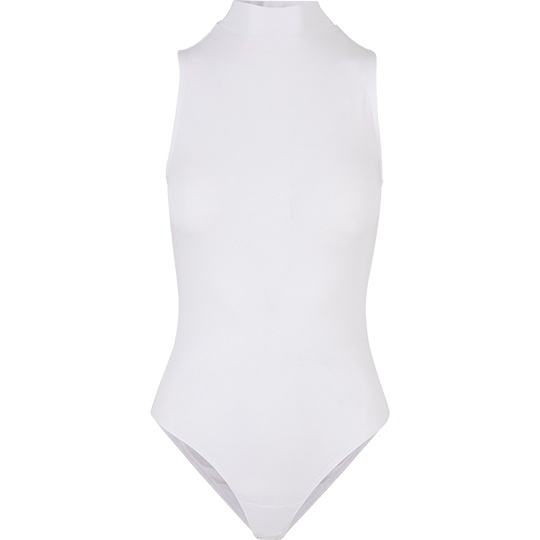 Body damskie bez rękawów z golfem slim BY235 - White