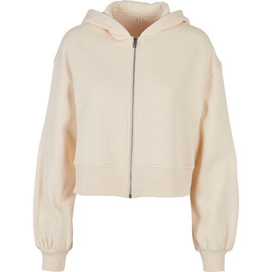 Krotka Kurtka Oversize z Kapturem Bawelniana BY237 - White Sand