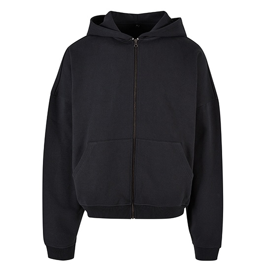 Bluza z Kapturem Oversize Bawelniana z Zamkiem BY254 - Black