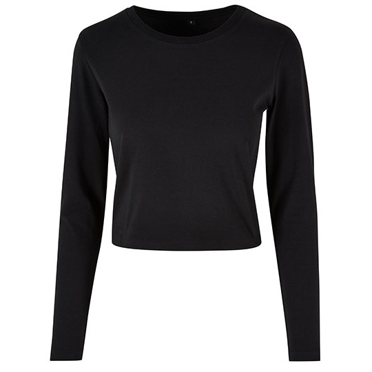 Longsleeve Damski Krotki Bawelniany ze Streczem BY261 - Black