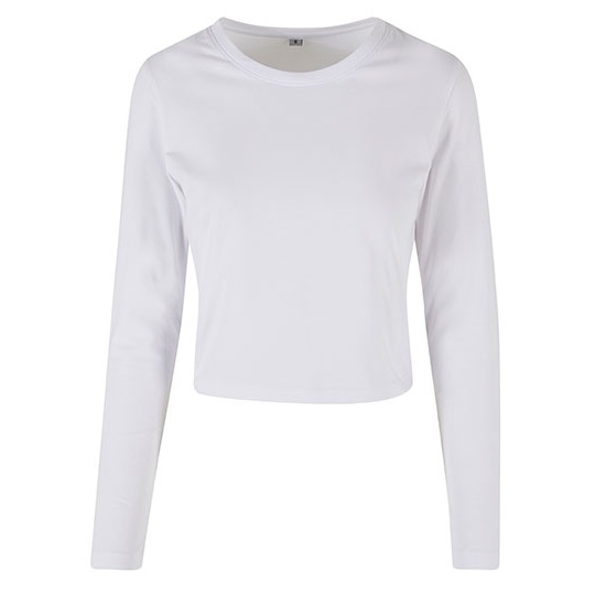 Longsleeve Damski Krotki Bawelniany ze Streczem BY261 - White