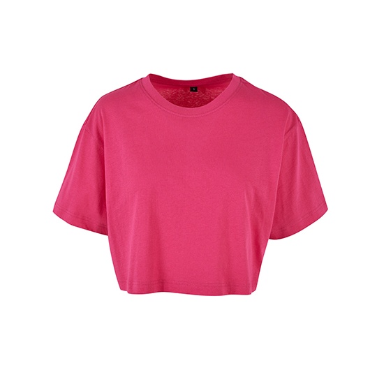 T-shirt Damski Krotki Oversize Bawelniany BY264 - Hibiskus Pink