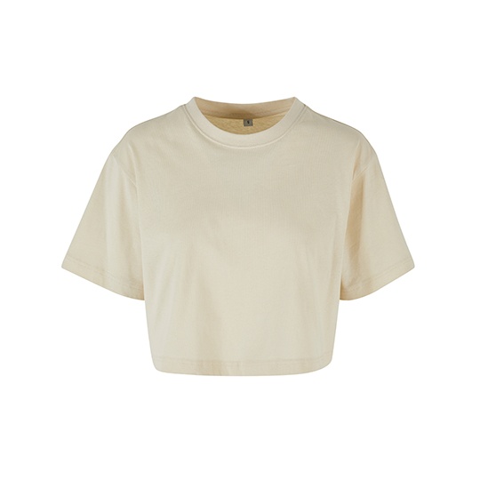 T-shirt Damski Krotki Oversize Bawelniany BY264 - Sand