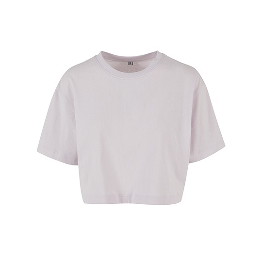 T-shirt Damski Krótki Oversize Bawełniany BY264 - Soft Lilac