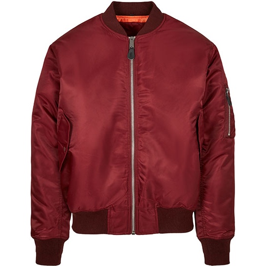 Kurtka Bomber Meska Nylonowa z Kieszenia na Ramieniu BYB3149 - Burgundy