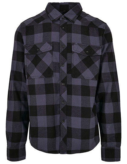 Koszula Męska Klasyczna Flanelowa w Kratę BYB4002 - Black-Grey
