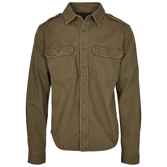Koszula Vintage z Długim Rękawem BYB9373 - Olive