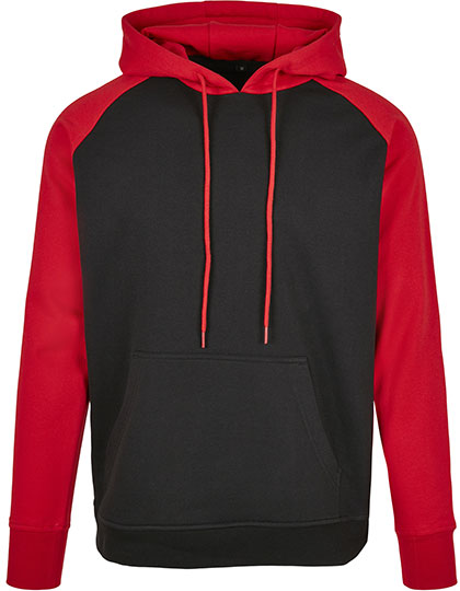 Podstawowa bluza z kapturem Raglan BYBB005 - Black & Red