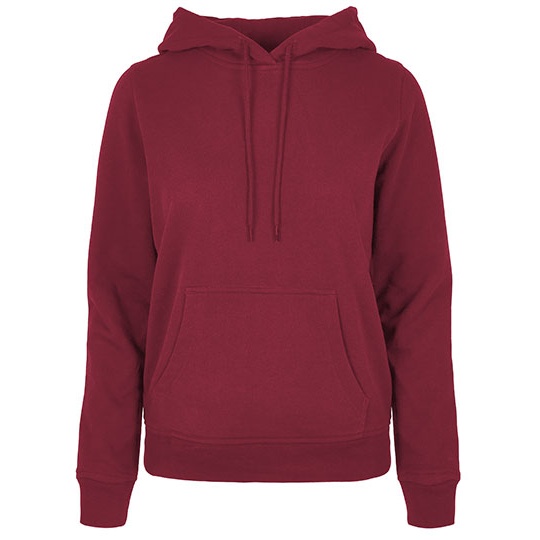 Bluza z Kapturem Damska Klasyczna Mieszanka Bawelny Poliestru BYBB007 - Burgundy