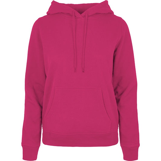 Bluza z Kapturem Damska Klasyczna Mieszanka Bawelny Poliestru BYBB007 - Hibiskus Pink