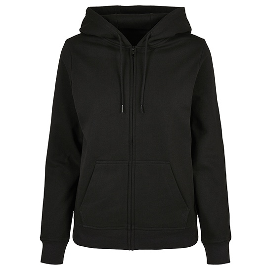 Bluza Damska Klasyczna Bawelniana Z Kapturem Z Zamkiem BYBB009 - Black