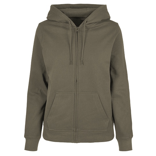 Bluza Damska Klasyczna Bawelniana Z Kapturem Z Zamkiem BYBB009 - Olive