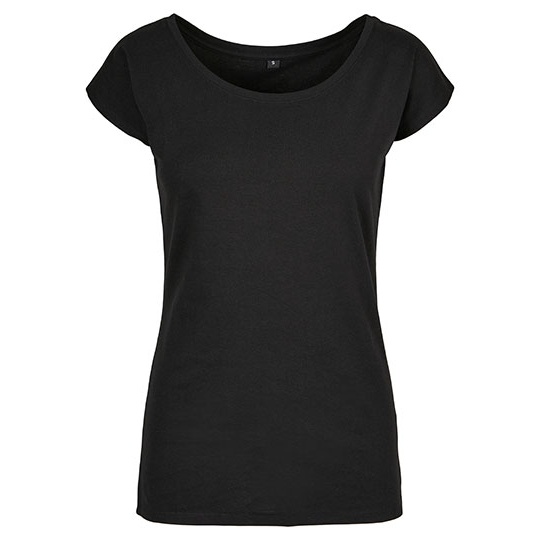 Damski t-shirt oversize z szerokim dekoltem BYBB013 - Black