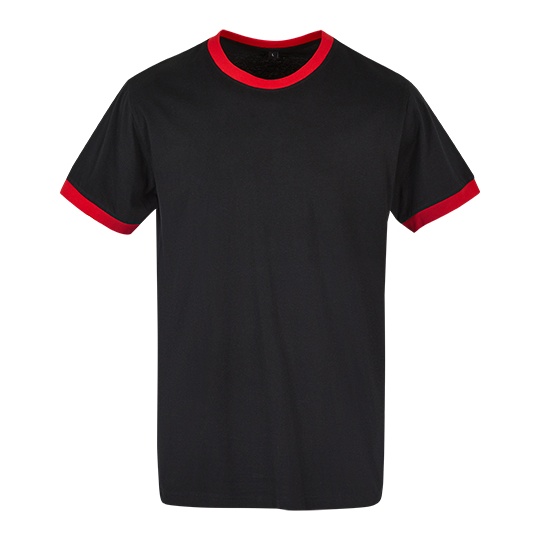 T-shirt Męski Klasyczny Bawełniany BYBB022 - Black & City Red