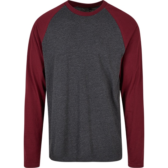 Koszulka Meska Raglanowa Bawelniana BYBB023 - Charcoal & Cherry