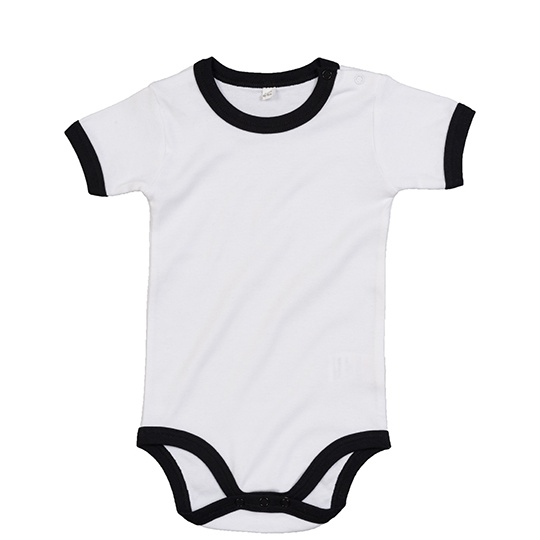 Body Niemowlece Krotki Rekaw Organiczna Bawelna BZ19 - White & Black