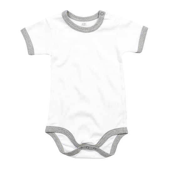 Body Niemowlece Krotki Rekaw Organiczna Bawelna BZ19 - White & Heather Grey Melange