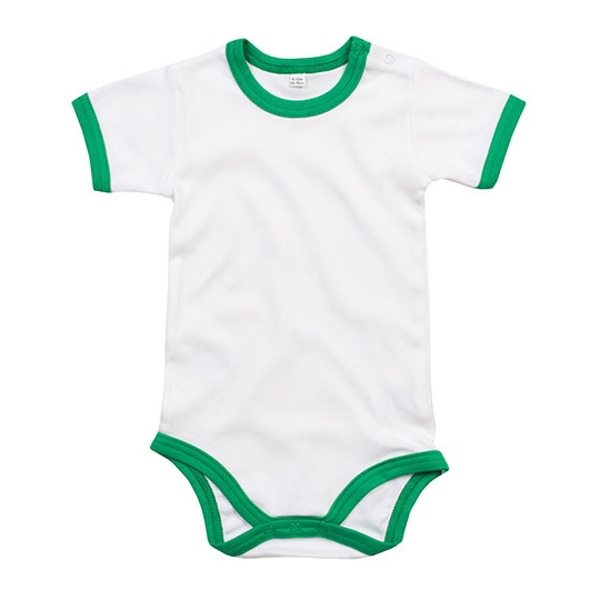 Body Niemowlęce Krótki Rękaw Organiczna Bawełna BZ19 - White & Kelly Green