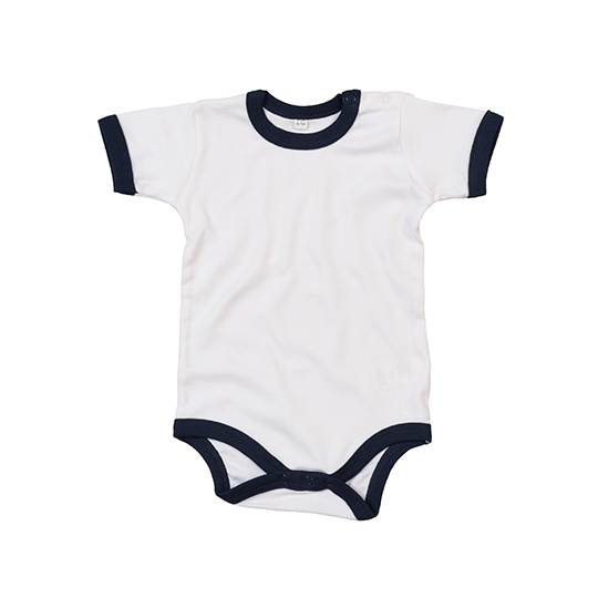 Body Niemowlece Krotki Rekaw Organiczna Bawelna BZ19 - White & Nautical Navy