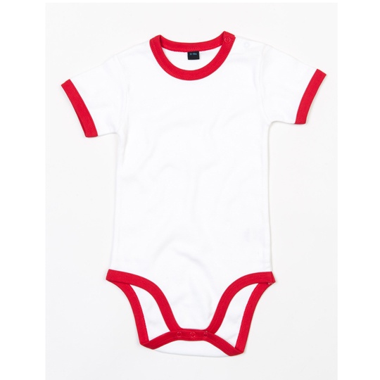 Body Niemowlece Krotki Rekaw Organiczna Bawelna BZ19 - White & Red
