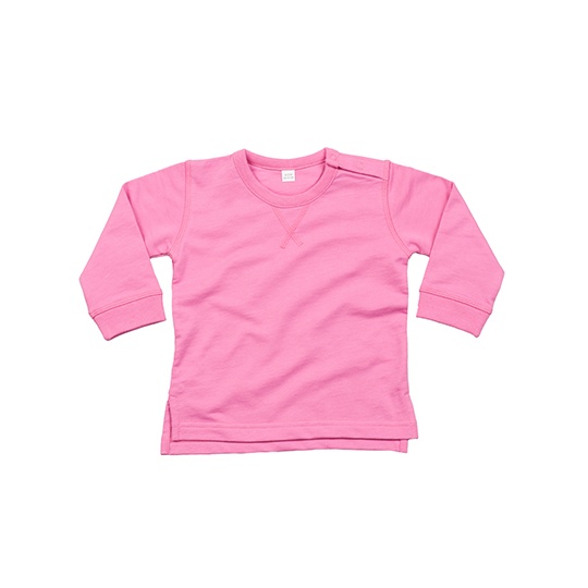 Bluza Klasyczna z Okraglym Dekoltem Bawelna Organiczna French Terry BZ31 - Bubble Gum Pink