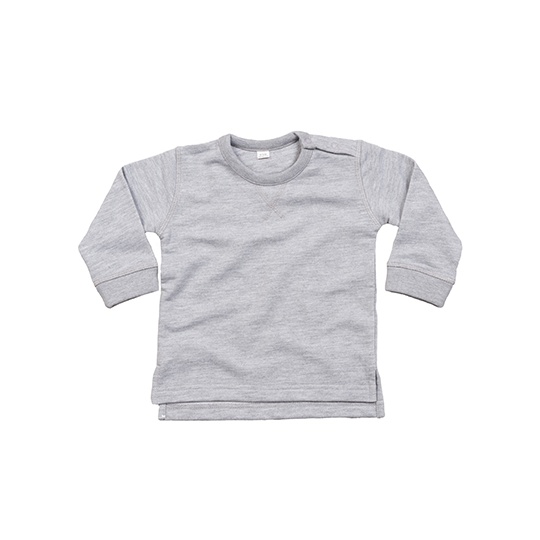 Bluza Klasyczna z Okraglym Dekoltem Bawelna Organiczna French Terry BZ31 - Heather Grey Melange