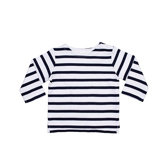 Bluzka Klasyczna Bawelna Organiczna Paski BZ52 - White & Navy