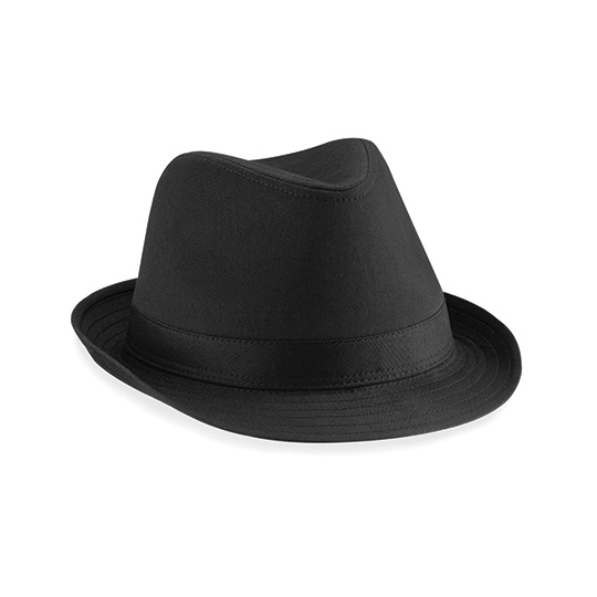 Kapelusz Unisex Fedora Poliester Bawełna CB630 - Black & Black