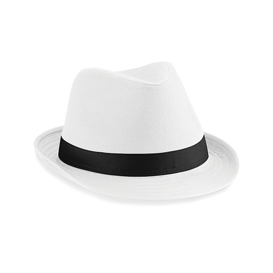 Kapelusz Unisex Fedora Poliester Bawelna CB630 - White & Black
