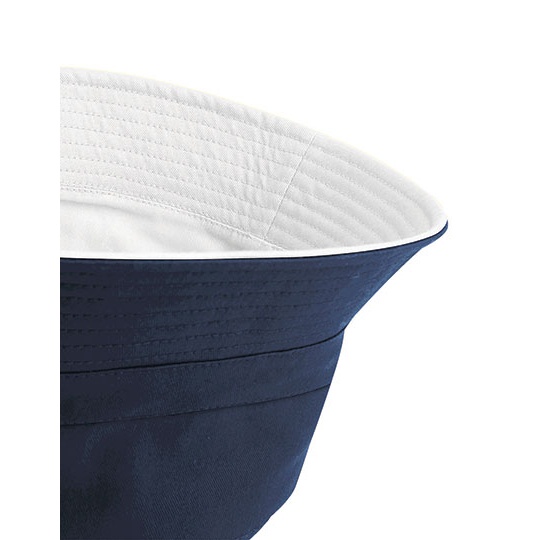 Kapelusz Dwustronny Plaski Bawelniany Twill CB686 - French Navy & White