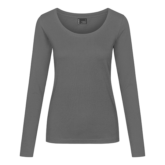 Koszulka Damska z Dlugim Rekawem Slim Bawelna Poliester Odporna na Mechacenie CD4095 - Steel Grey