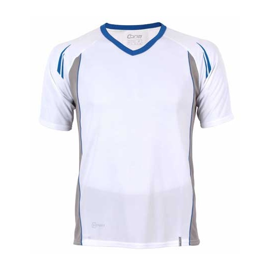 Koszulka sportowa Slim z krótkim rękawem raglanowym CN120 - White & Royal Blue