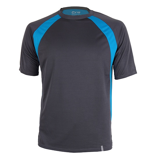 Koszulka Sportowa Krotki Rekaw Mikropoliester Oddychajaca CN140 - Anthracite & Azure Blue