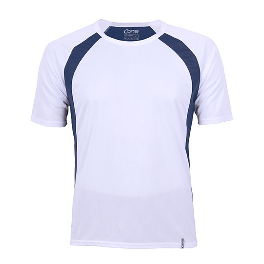 Koszulka Sportowa Krótki Rękaw Mikropoliester Oddychająca CN140 - White & Navy