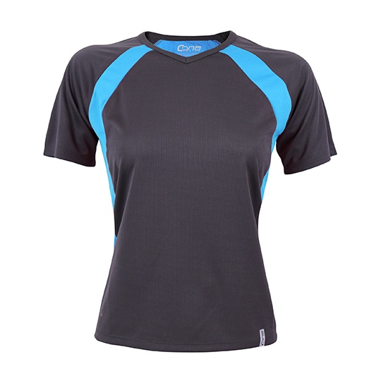 Koszulka Damska Sportowa Oddychajaca CN150 - Anthracite & Azure Blue