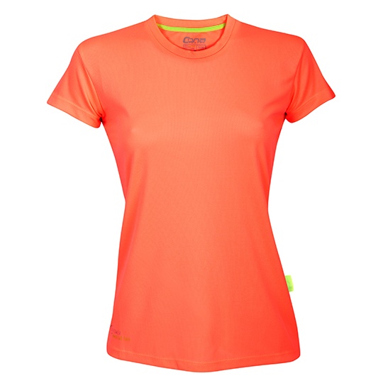 Koszulka Damska Slim Fit Funkcyjna Recyklingowana CN170 - Neon Peach