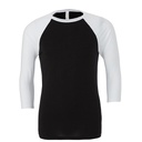 Koszulka Baseballowa Unisex Czesana Bawełna Triblend CV3200 - Black & White
