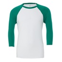 Koszulka Baseballowa Unisex Czesana Bawełna Triblend CV3200 - White & Kelly