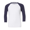 Koszulka Baseballowa Unisex Czesana Bawełna Triblend CV3200 - White & Navy