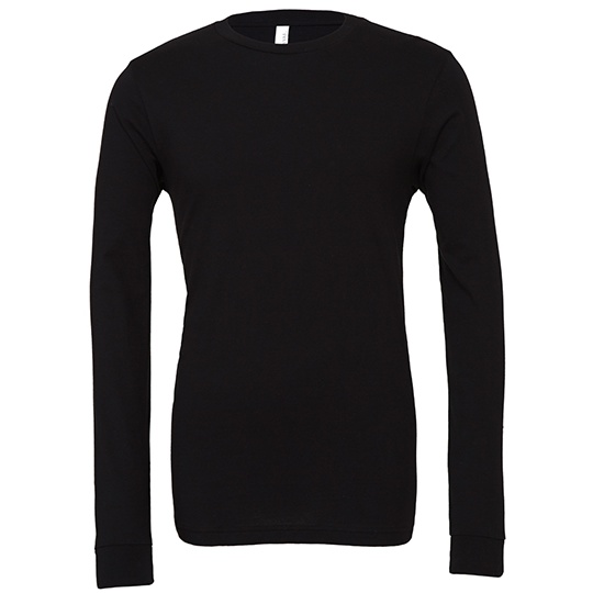 Koszulka z Dlugim Rekawem Unisex Czesana Bawelna Ring-Spun CV3501 - Black