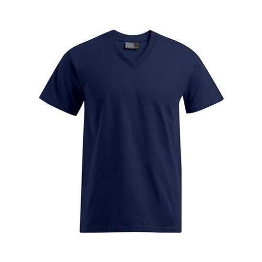 T-shirt Meski V-neck Klasyczny Bawelniany E3025 - Navy