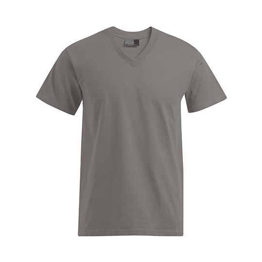 T-shirt Meski V-neck Klasyczny Bawelniany E3025 - New Light Grey (Solid)