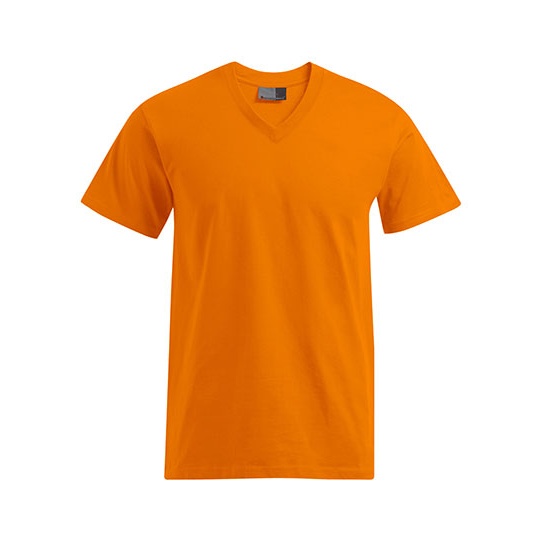 T-shirt Meski V-neck Klasyczny Bawelniany E3025 - Orange